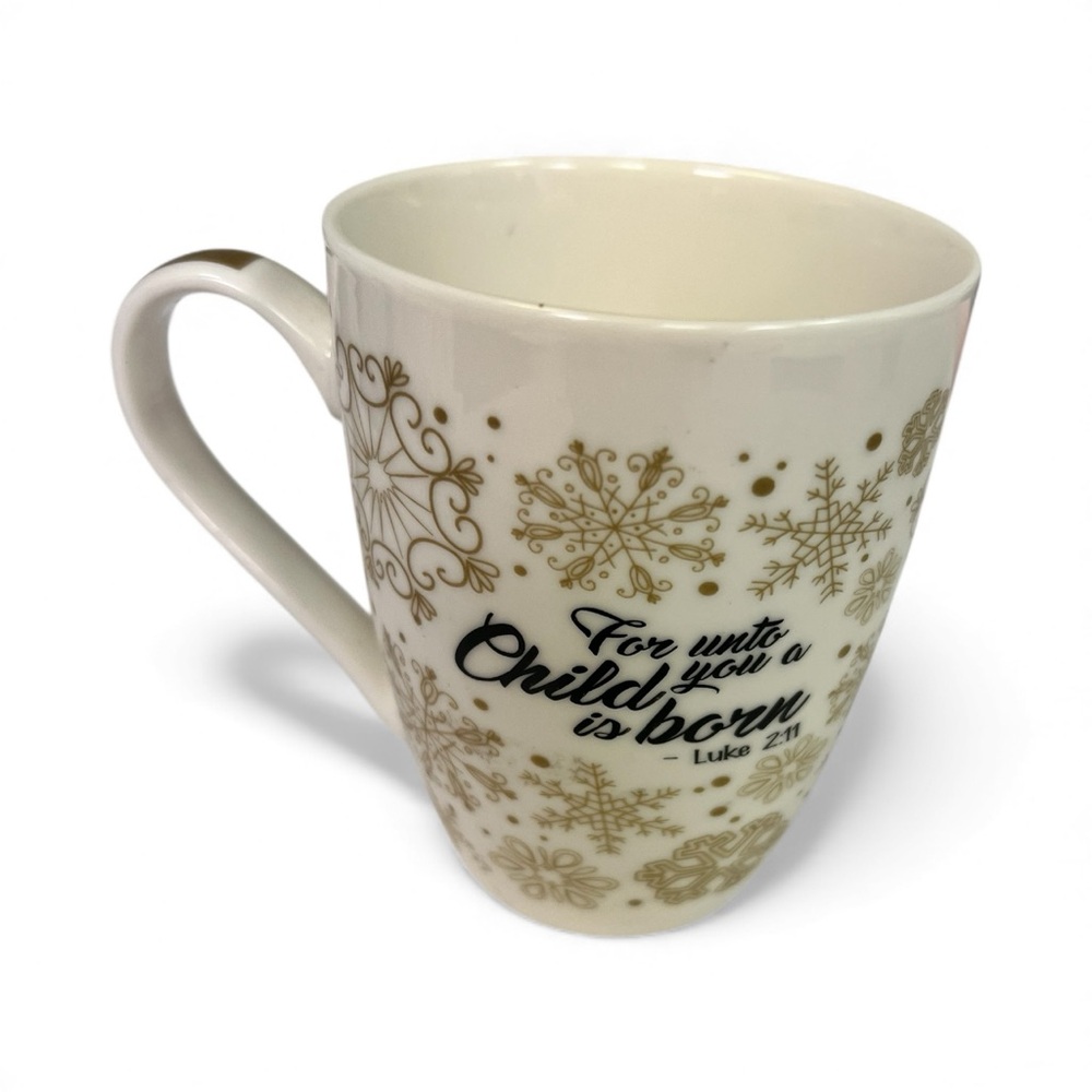 Festive Gold and White Holiday Mug